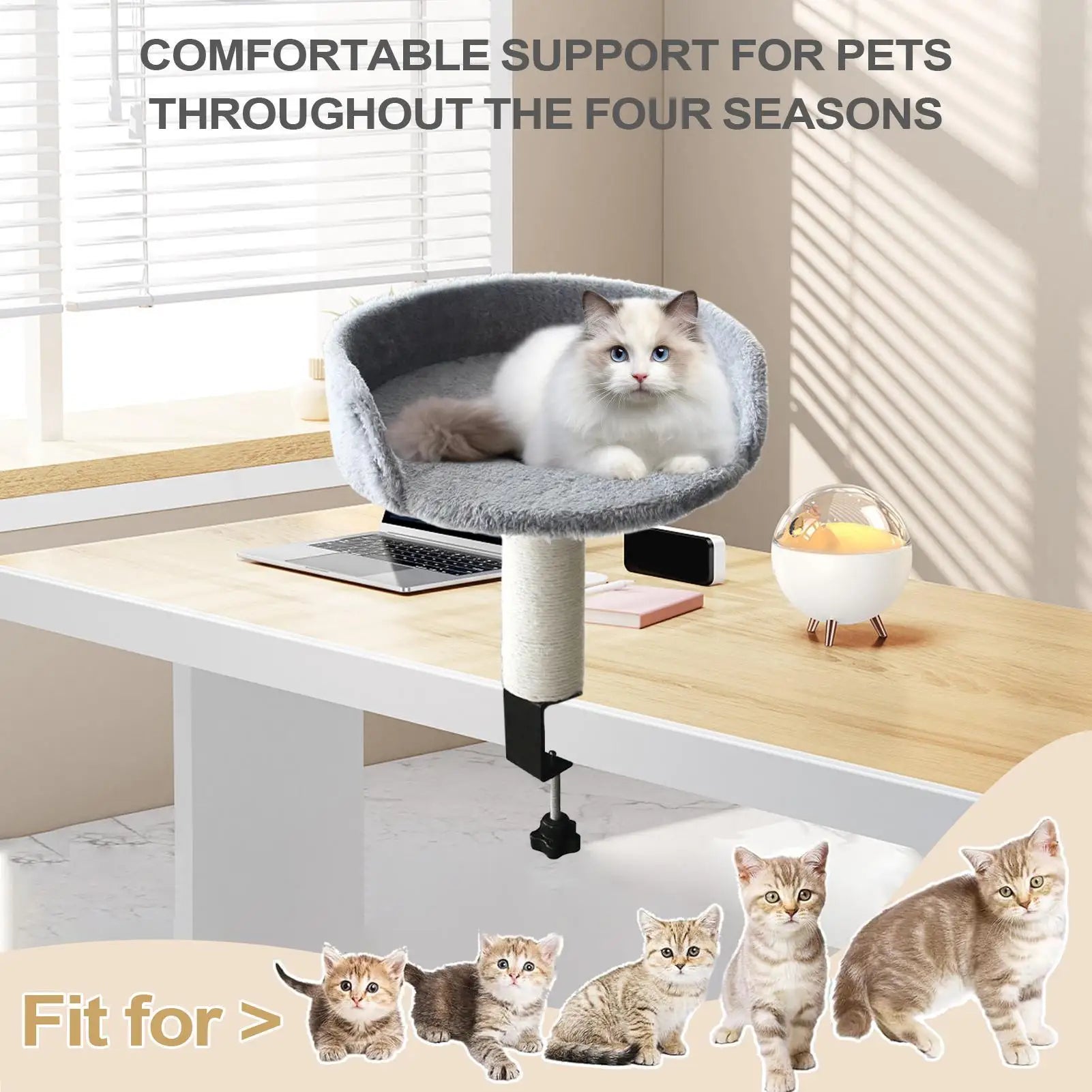 Cat Bed for Desk 360 Rotating Hammock for Cat Desk Clamp Kitten Bed for Kittens Pets Animals Indoor Home Apartment Living Room