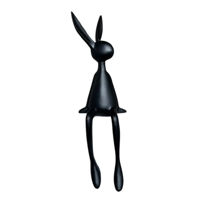 25cm Sitting Rabbit Figurine Long-legged Bunny Resin Statue Animal Sculpture Home Office Bookshelf Desktop Easter Decor Ornament