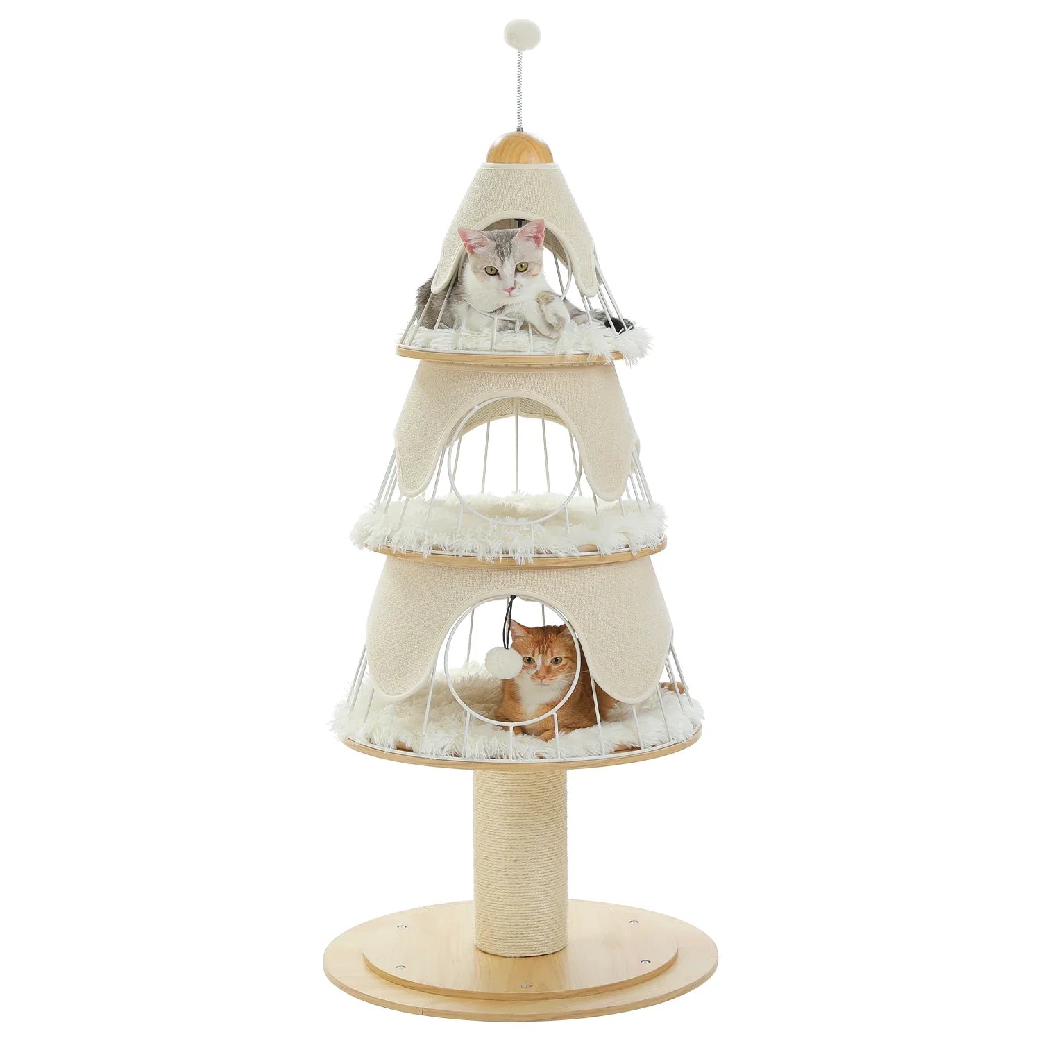 PAWZ Road Christmas Cat Tree Tower - 3 Condos Green/White 135cm
