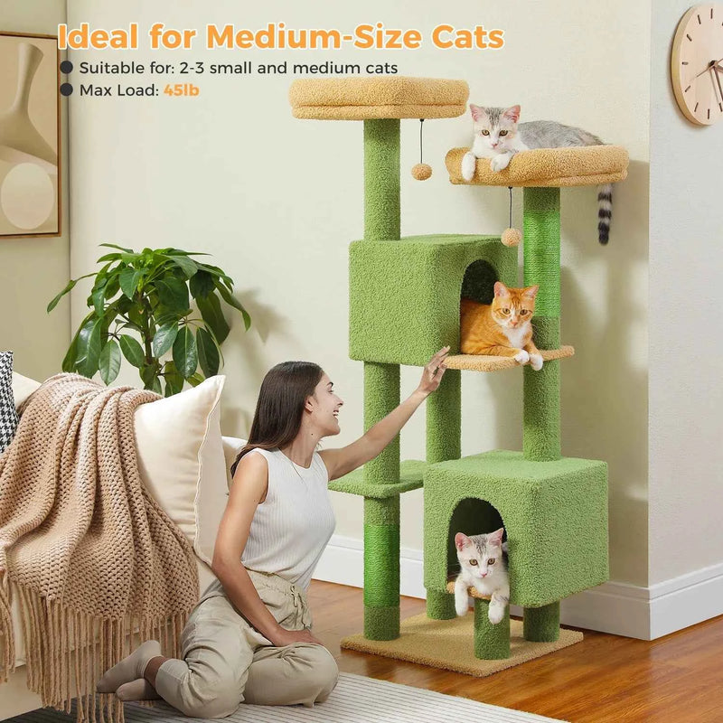 PAWZ Road Cactus Cat Tree - 133cm Tower with 2 Condos & Perches