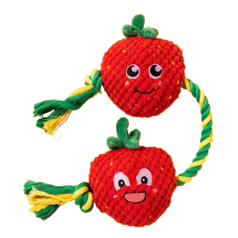 Dog Teeth Cleaning Toy Fruit Shape Bite Resistant Dog Plush Toy Built-in Sounder Can Bite Vocal Squeaky Dog Toy