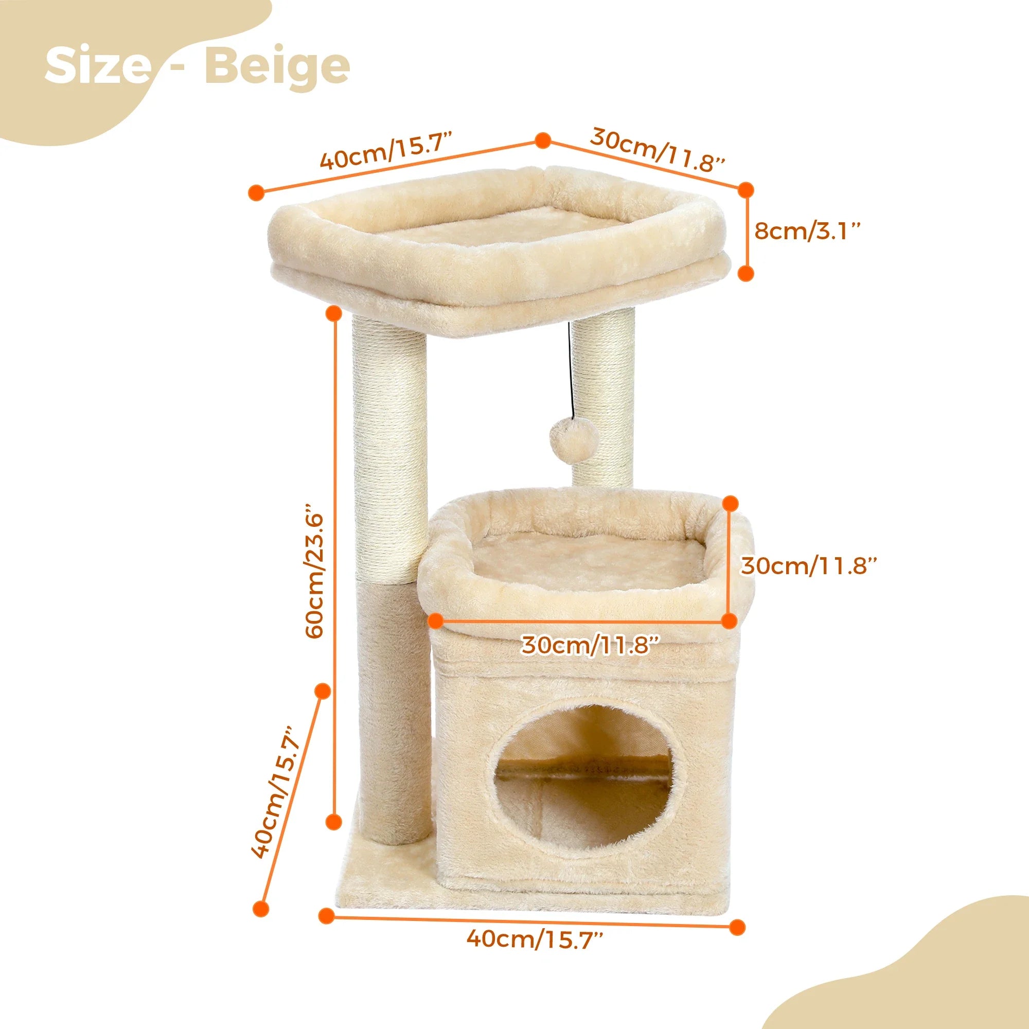 Pequlti Multi-Level Cat Tree Tower with Condo and Hammock
