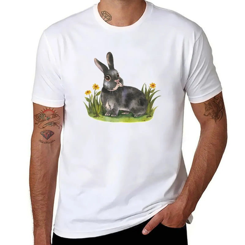 black netherland dwarf rabbit T-Shirt Casual Pattern Print Tee Shirt
