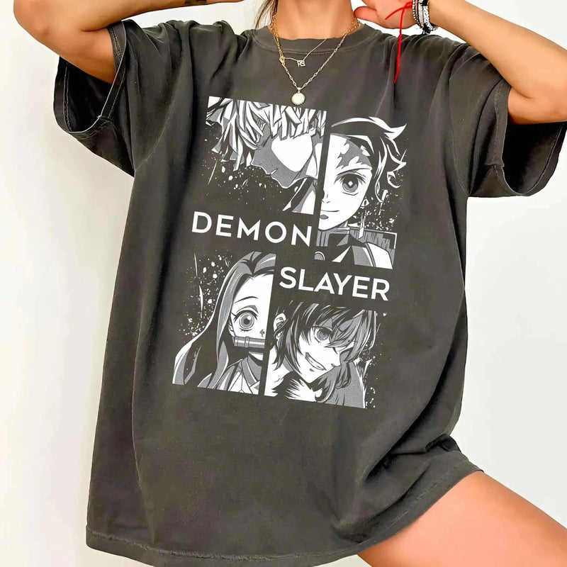 2026 Latest Demon Slayer T-Shirt Tanjiro Nezuko Zenitsu Inosuke Anime Graphic Tee, Kimetsu No Yaiba Shirt