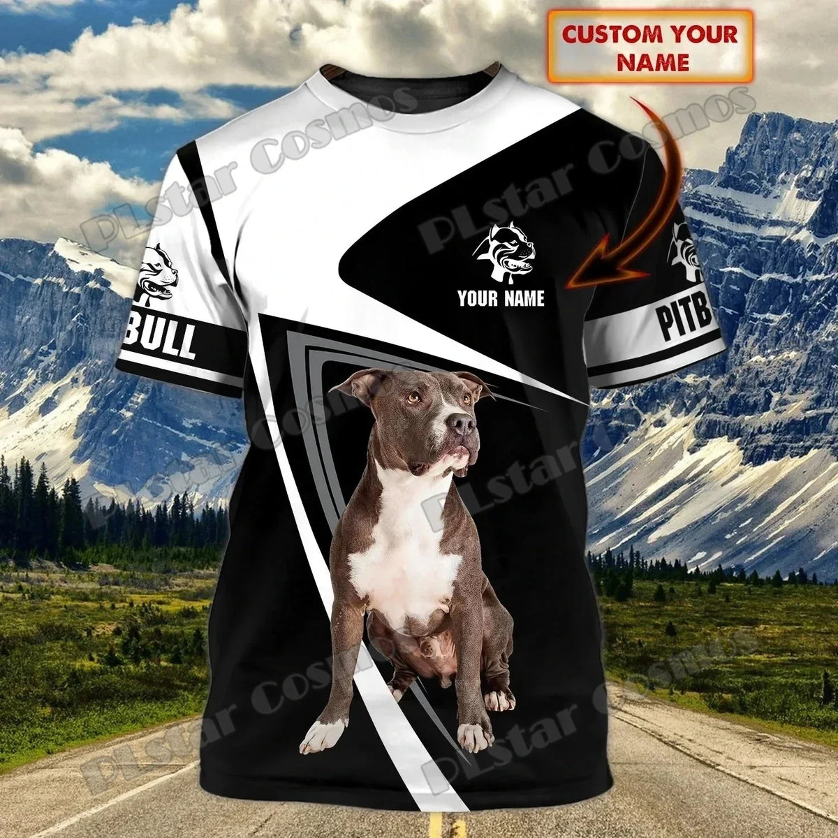 Personalized With Name Dog Pitbull 3D All Over Printed Men's T-Shirt Summer Casual Unisex Tee shirt Gift For Dog Lovers TTD22