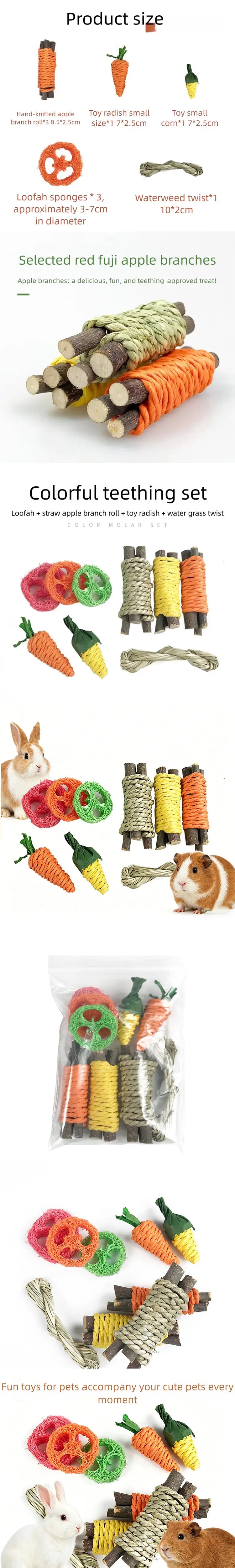 Pet Rabbit Guinea Pig Dragon Cat Fun Toy Hamster Rabbit Rabbit Tooth Grinding Set Pet Tooth Grinding Snacks XCWJ112