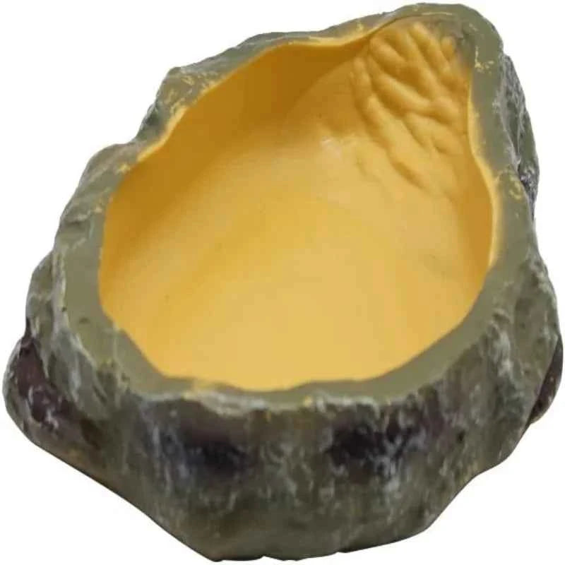 Reptile Worm Water Bowl Resin Rock Dish Plate Terrarium Tank Turtle Food Bowls for Lizard Snake Frog Scorpion Hamster Feeder