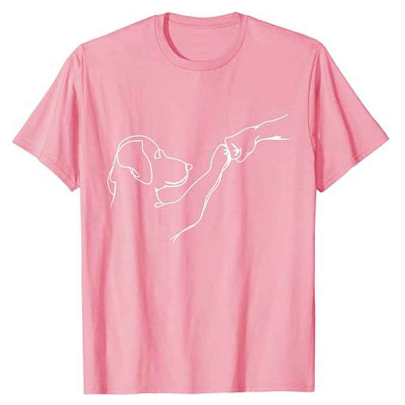 Dog and People Punch Hand Dog Man Friendship Bump Dog's Paw T-Shirt Animal Lover Comics Graphic Tee Tops Funny Mama Daddy Gifts