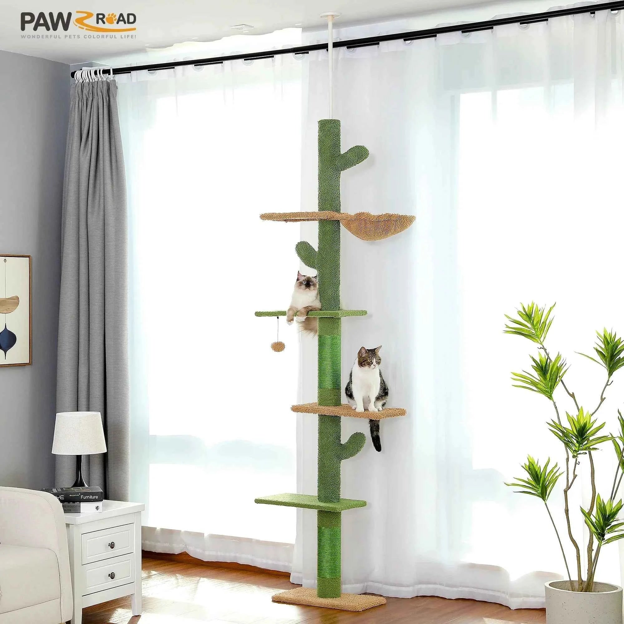 PAWZ Road 5-Tier Floor to Ceiling Cactus Cat Tree - Green