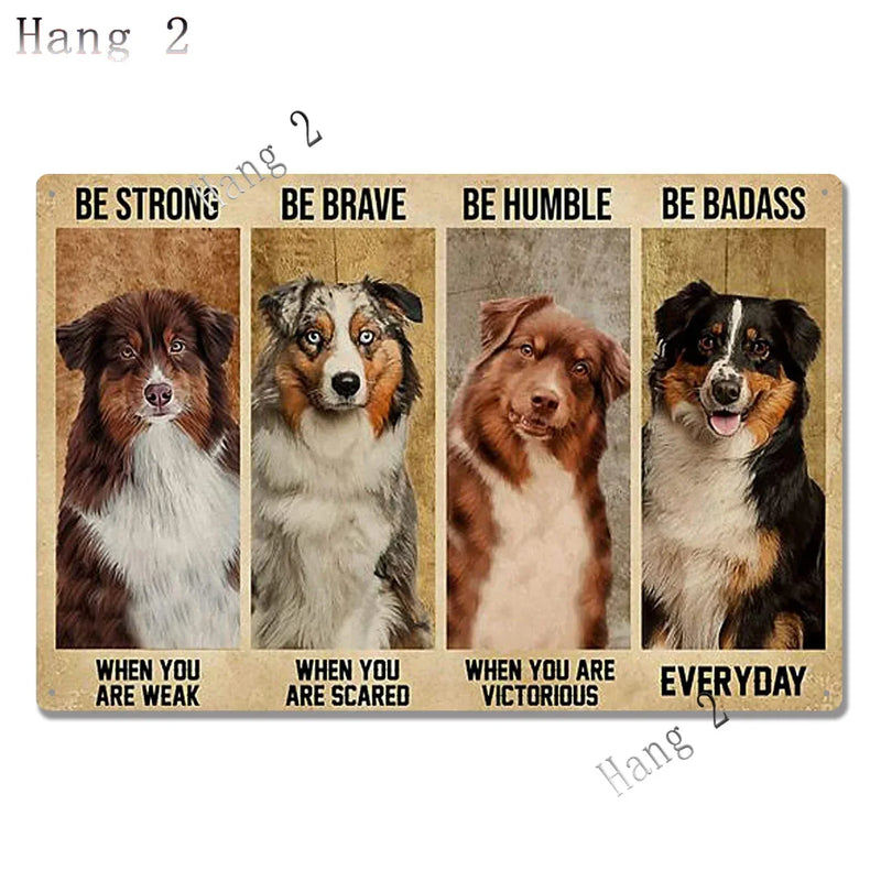 Aussie Metal Tin Sign Wall Decor Australian Shepherd Dog Bath Soap Poster Hanging Plaque Aluminum Signage Posters 8x12 Inch