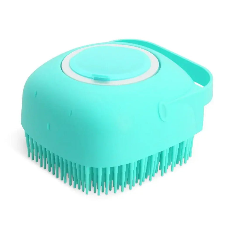 Silicone Pet Bath Brush with 80ml Shampoo Dispenser