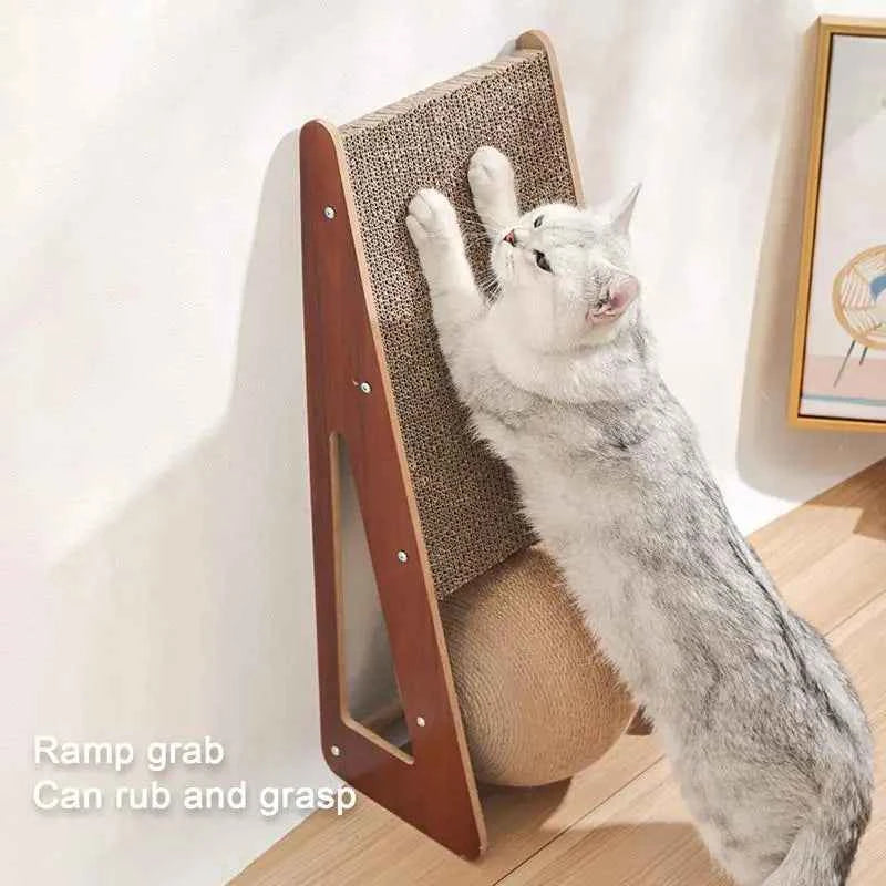 Natural Sisal Cat Scratcher Toy with Ball - 15.75" Durable Board
