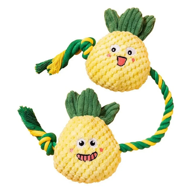 Dog Teeth Cleaning Toy Fruit Shape Bite Resistant Dog Plush Toy Built-in Sounder Can Bite Vocal Squeaky Dog Toy