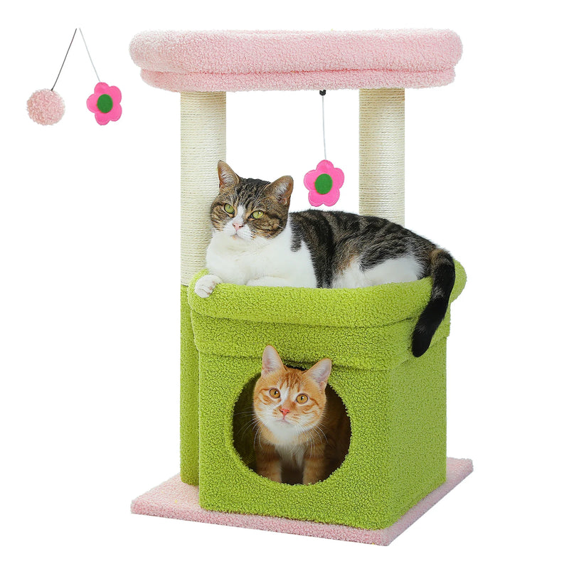 PEQULTI Cat Tree Tower with Condo and Sisal Scratching Posts