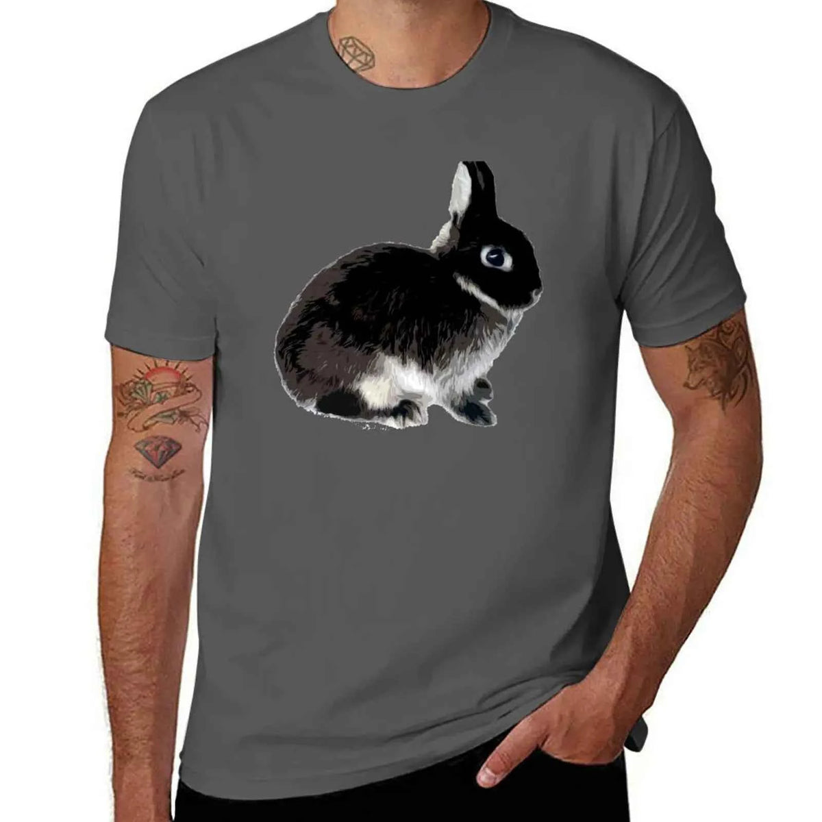 Black Otter Netherland Dwarf Rabbit T-Shirt Thanksgiving Casual Tee