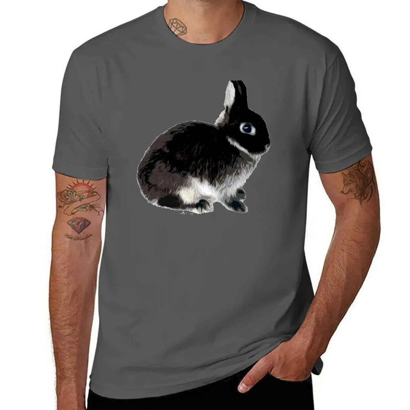 Black Otter Netherland Dwarf Rabbit T-Shirt Thanksgiving Casual Tee