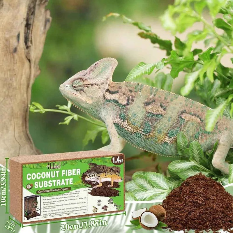 Organic Coconut Fiber Substrate 2 Pack, Reptile Tank Bedding for Leopard Gecko Tortoise Snake Lizard Hermit Crab Tarantula Frog