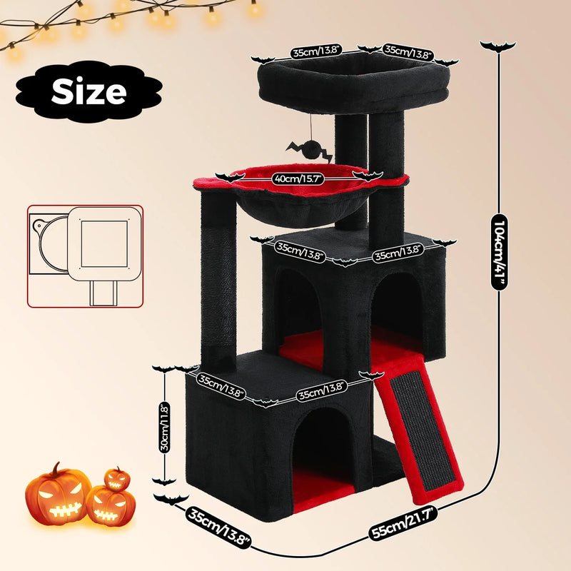 Pequlti 104cm Multi-Level Cat Tree with 2 Condos - Wood