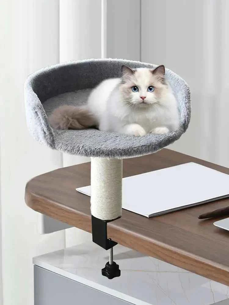 Cat Desk Bed 360 Rotating Hammock for Cat Desk Clamp Kitten Bed for Kittens Pets Animals Indoor Home Apartment Living Room