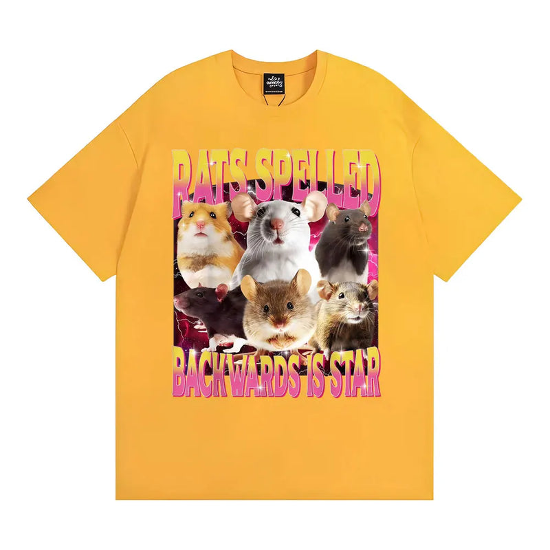 Rats Spelled Backwards Is Star Funny Rat Meme T Shirts Men Women Retro Humor Short Sleeve T-shirts Oversized 100% Cotton T-shirt
