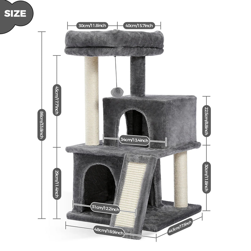 Pequlti Multi-Level Cat Tree Tower with Condo and Hammock
