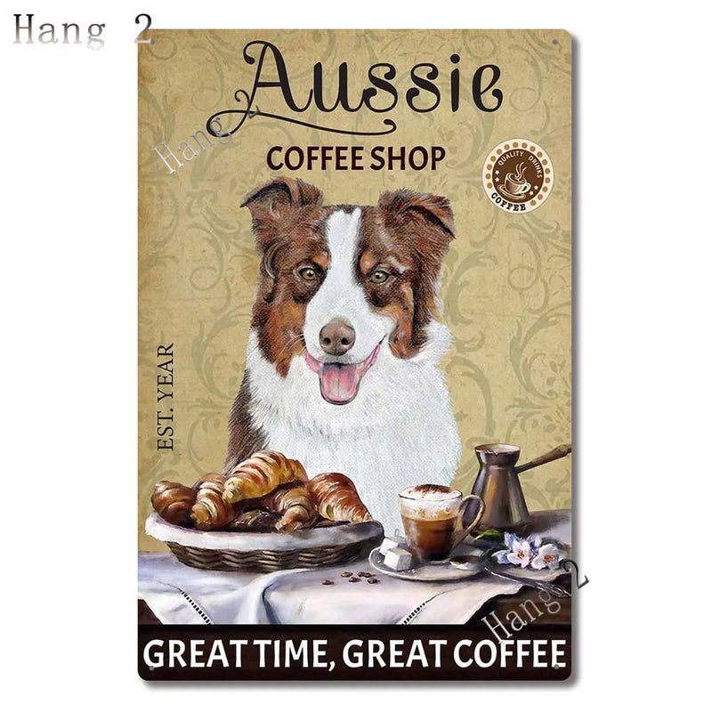 Aussie Metal Tin Sign Wall Decor Australian Shepherd Dog Bath Soap Poster Hanging Plaque Aluminum Signage Posters 8x12 Inch