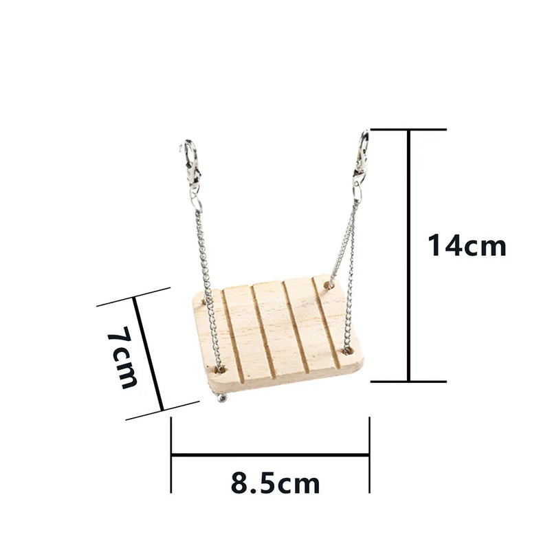 Cute Rabbit Roller Toys Natural Wooden Pine Dumbells Unicycle Bell Chew Toys for bird Guinea Pigs Rat  Small Pet Molars Supplies