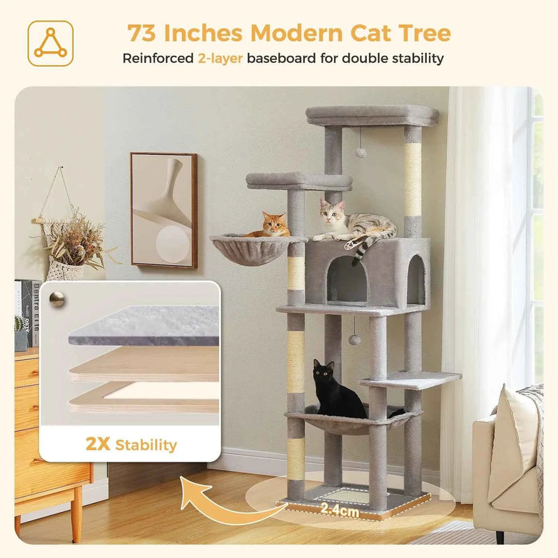 PAWZ Road Large Multi-Level Cat Tree - 186cm Wood Tower