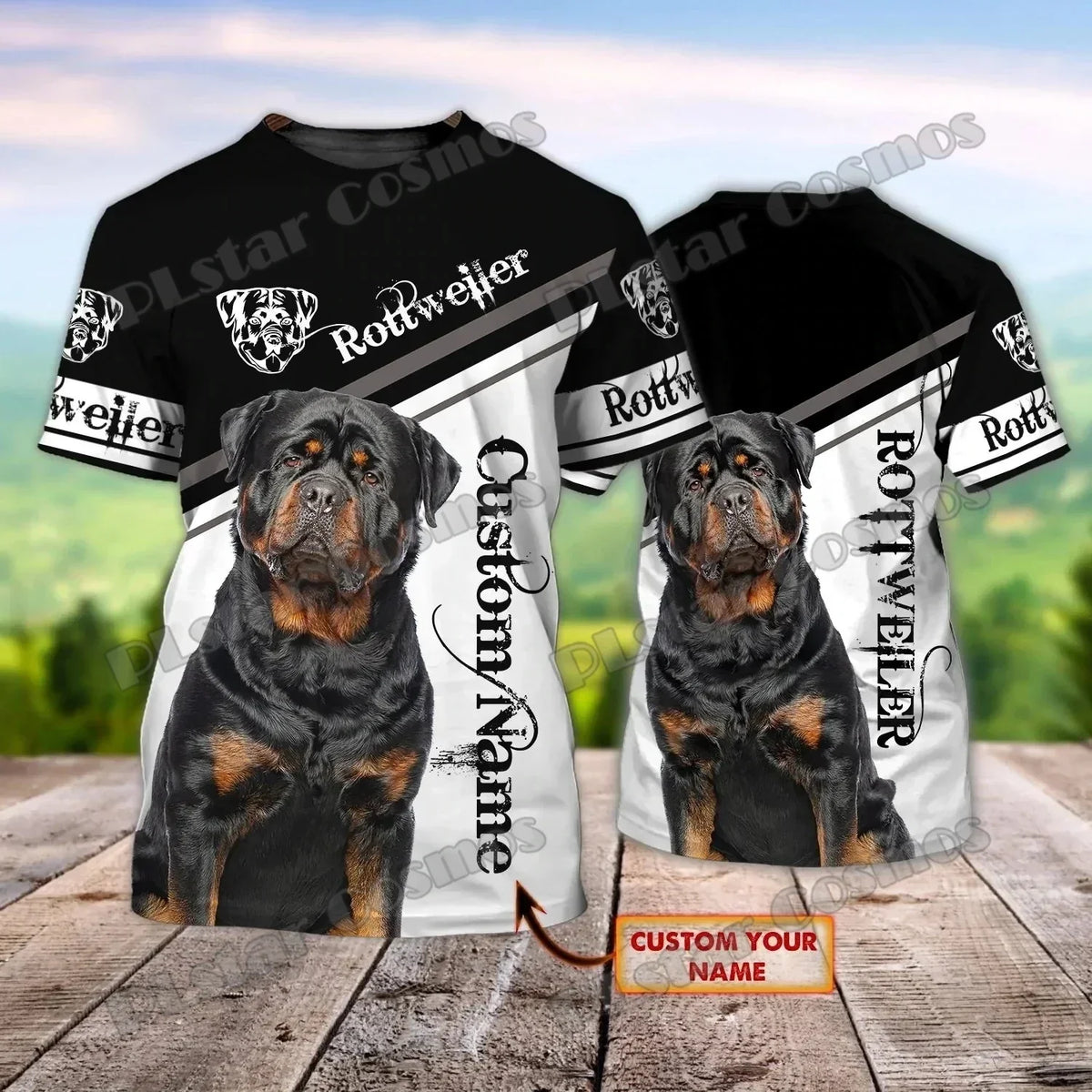 Personalized Name Rottweiler Never Walk Alone 3D Printed Men's T-Shirt Summer Casual Unisex Tee shirt Gift For Dog Lovers TTD21