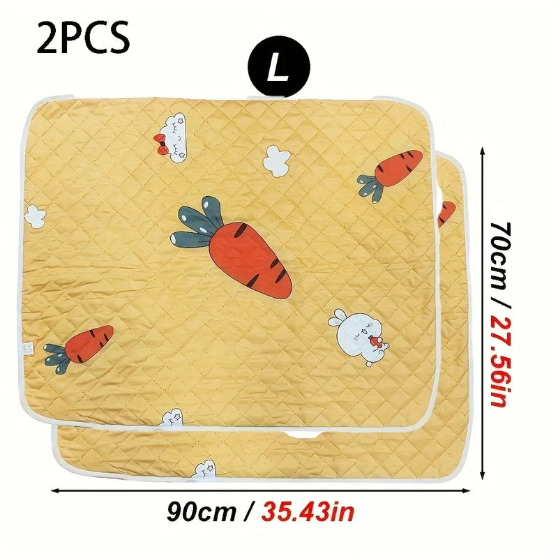2 Sets of Aesthetically Pleasing Rabbit-Shaped and Carrot-Shaped Pee Pads - Reusable, Super Absorbent, Washable Small Pet Potties Suitable for Guinea Pigs, Hamsters, Rabbits, Etc. - Easy-To-Clean Cage Liners, Odor-Resistant,