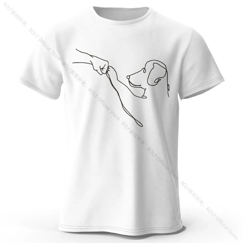 The Dog Friend Printed Modern Minimalist 100% Cotton T-Shirt, Lightweight Round Neck Short Sleeve Tee, Unisex Everyday Wear