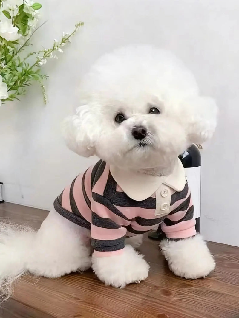 Dog Clothes Teddy York Shire Polo Shirt Summer Dress Striped Pet T-Shirt Dog Costume Soft Pullover Suit for Dog Puppy