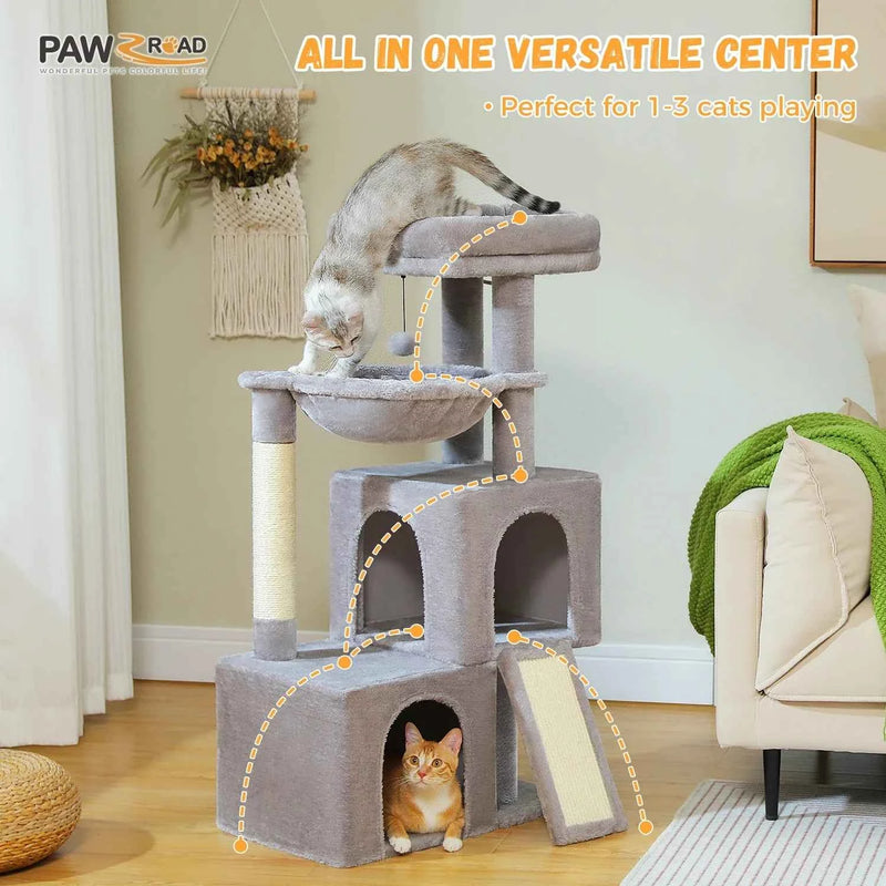 Pequlti Multi-Level Cat Tree Tower with Condo and Hammock