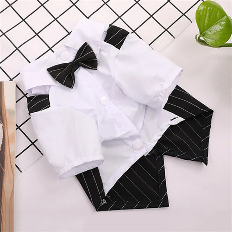 English Style Gentleman Dog Dress Puppy Suit with Tie for Formal Occasions Four Seasons Wedding Pet Photo Teddy Clothes
