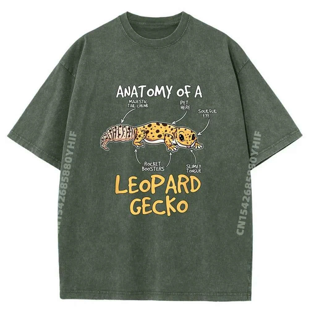 Kids Leopard Gecko Gift Anatomy of A Leopard Gecko Grey Shirt Graphic Tee Unisex Short Sleeve Tee Tshirts Washed