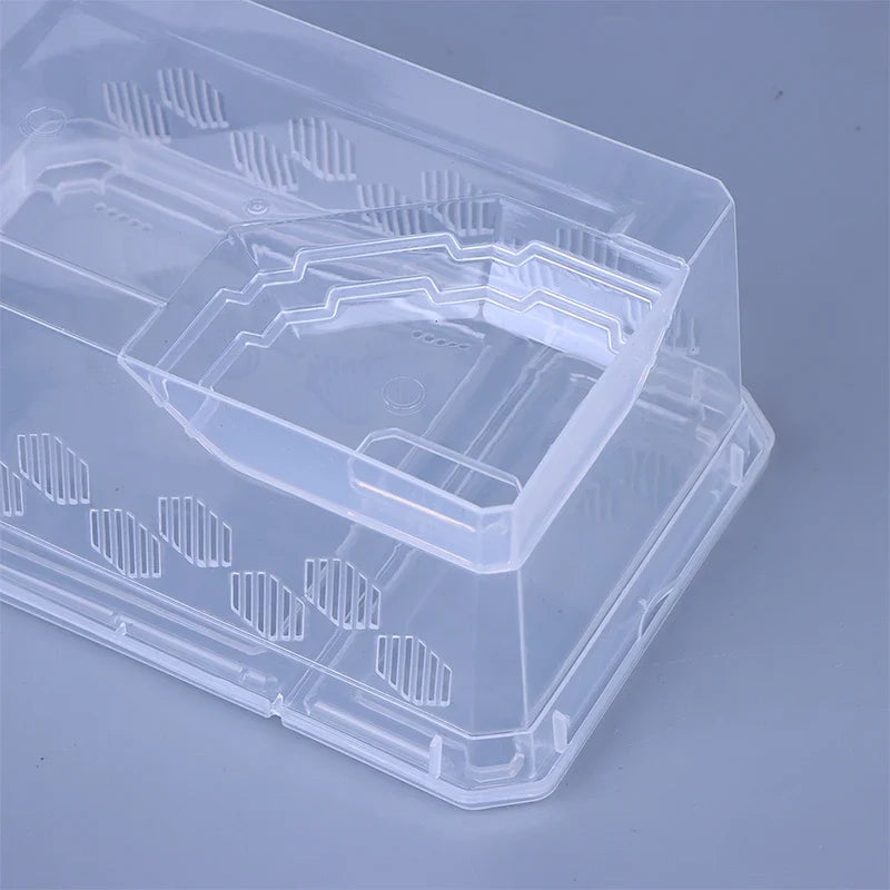 Reptile Tank Insect Spiders Tortoise Lizard Plastic Transparent Reptile Breeding Box Vivarium With Balcony Feeding Supplies
