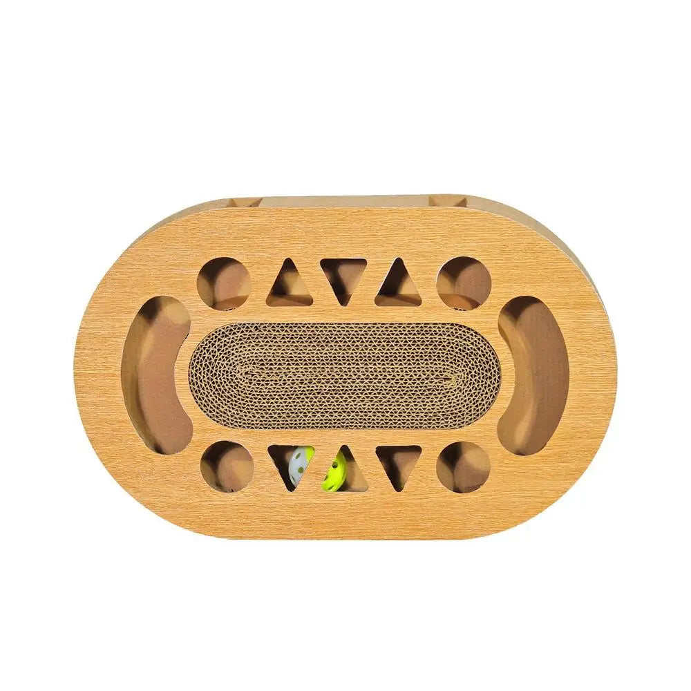 Double-Sided Corrugated Cat Scratching Board - Brown Cardboard Toy