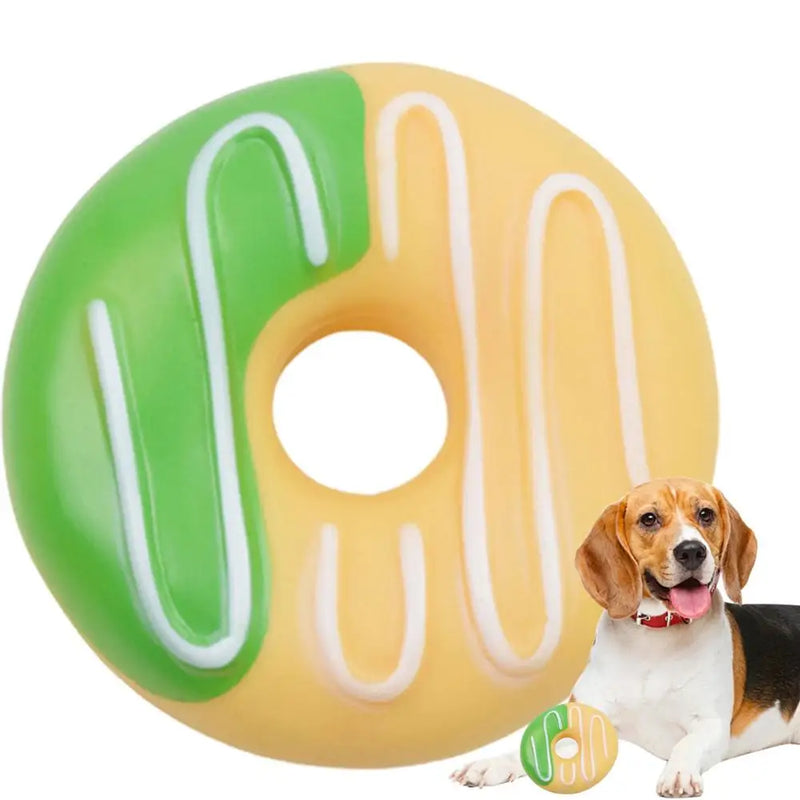 Dog Squeak Chew Toy - Plush Donut Burger Ice Cream Style