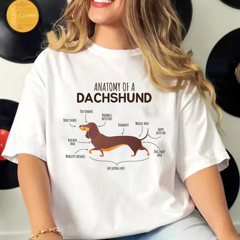 Dachshund t shirt women active wear summer funny Tee girl comic 2000s funny clothing