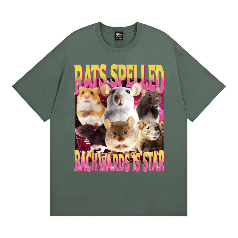 Rats Spelled Backwards Is Star Funny Rat Meme T Shirts Men Women Retro Humor Short Sleeve T-shirts Oversized 100% Cotton T-shirt