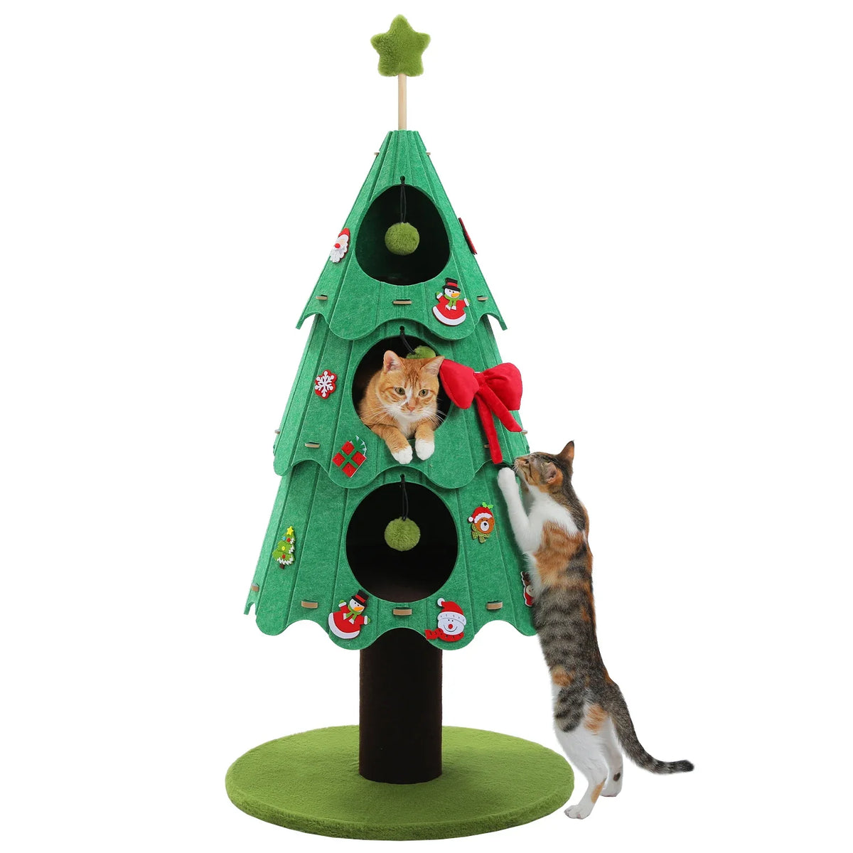 PAWZ Road Christmas Cat Tree Tower - 3 Condos Green/White 135cm