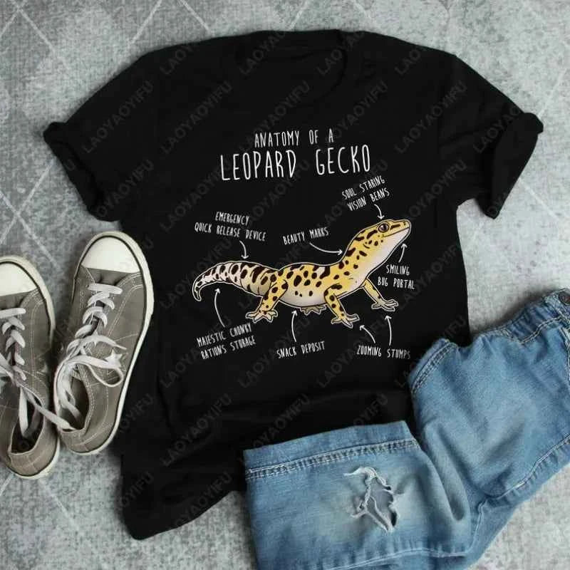 Leopard Gecko Funny Women Men Graphic Tshirt Pet Reptile Lover Gift Kawaii Lizard T-Shirt Cute Gecko Tees Anatomy Herpetologist