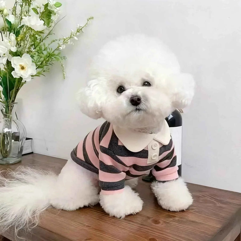 Dog Clothes Teddy York Shire Polo Shirt Summer Dress Striped Pet T-Shirt Dog Costume Soft Pullover Suit for Dog Puppy