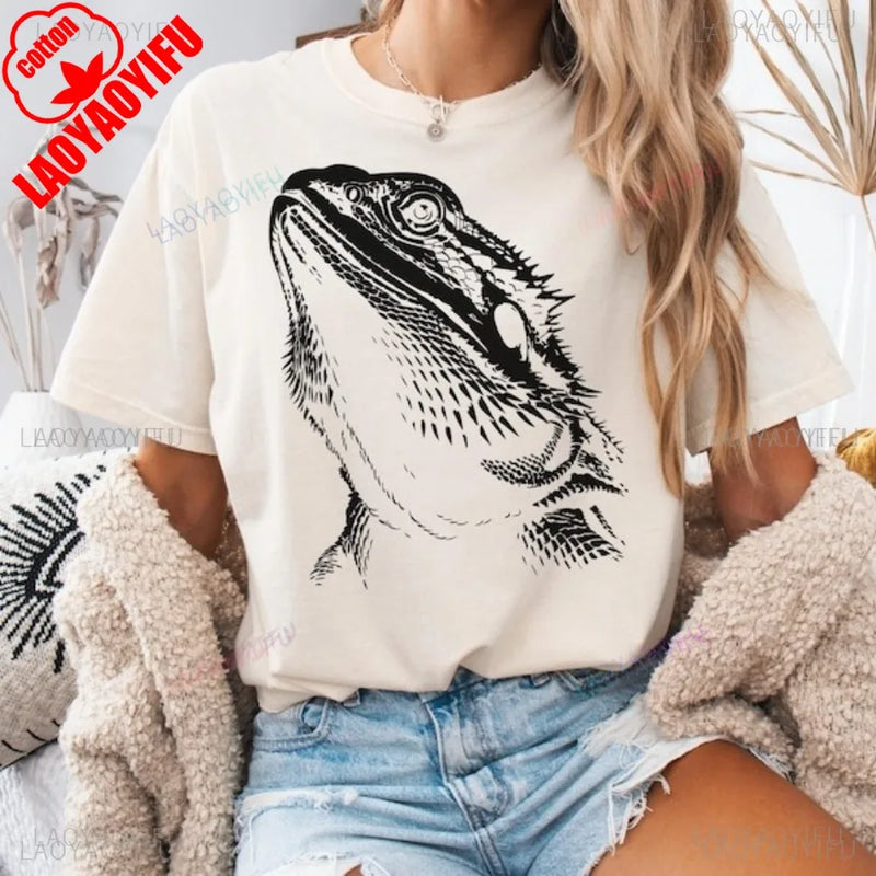 Bearded Dragon Shadow Graphic Printed Lizard Lover T Shirt Reptile Exotic Pet Gift T-Shirt Casual Fashion Harajuku Man Tshirt