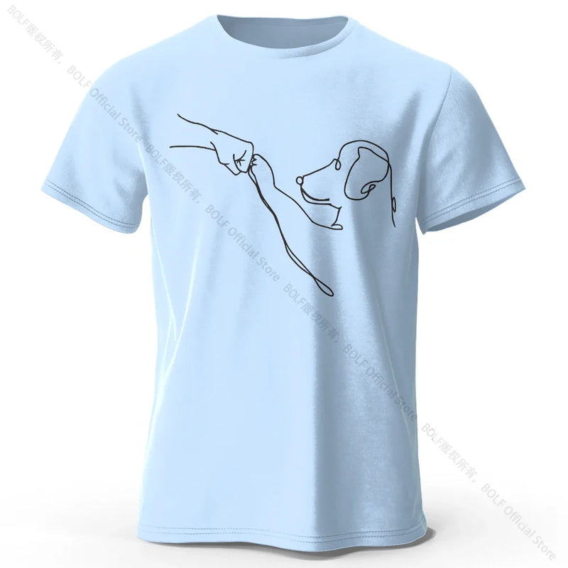 The Dog Friend Printed Modern Minimalist 100% Cotton T-Shirt, Lightweight Round Neck Short Sleeve Tee, Unisex Everyday Wear