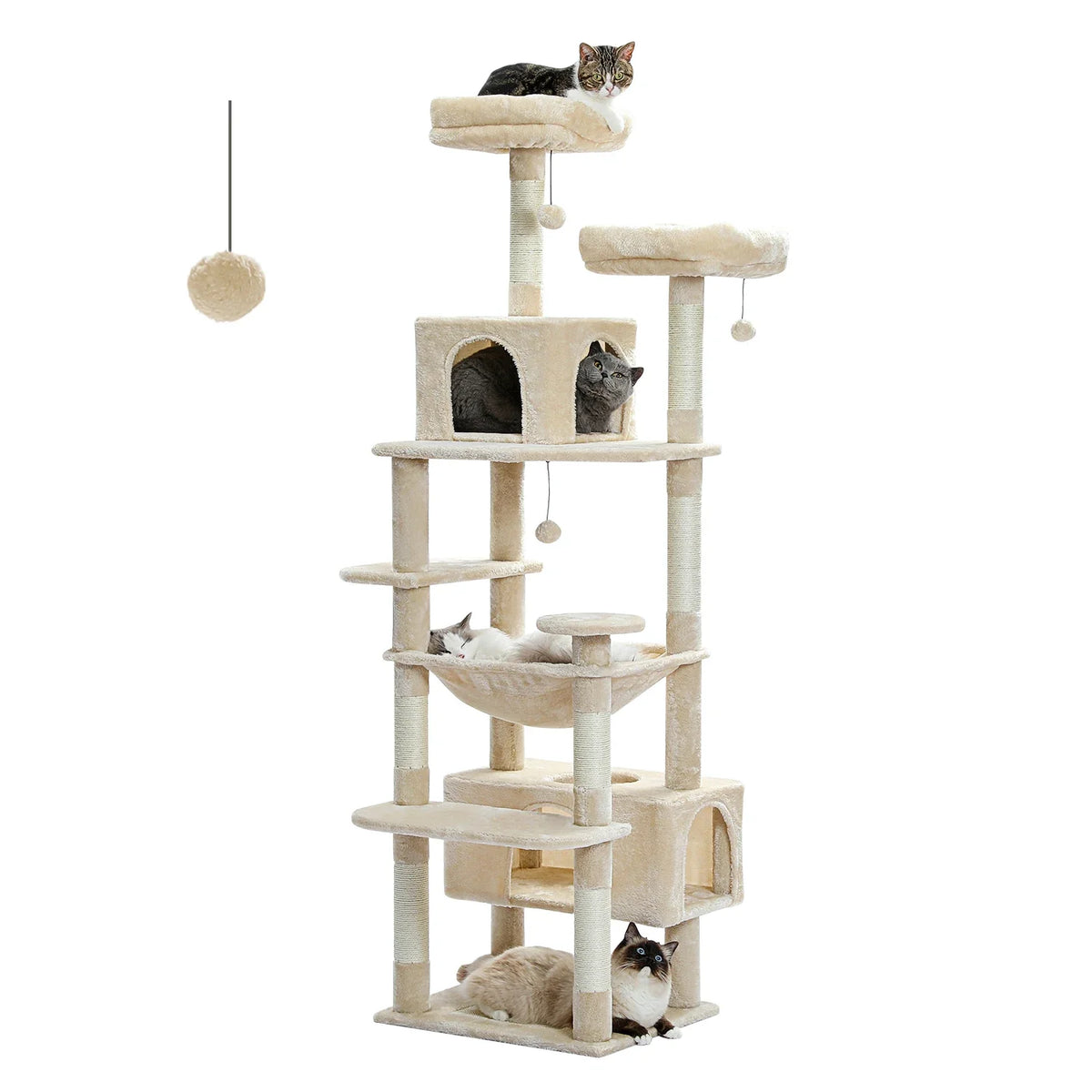 PAWZ Road Large Cat Tree Tower - 72" Multi-Level with Condo Grey