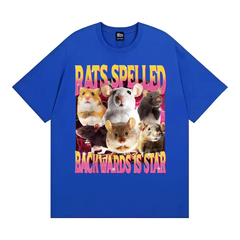 Rats Spelled Backwards Is Star Funny Rat Meme T Shirts Men Women Retro Humor Short Sleeve T-shirts Oversized 100% Cotton T-shirt