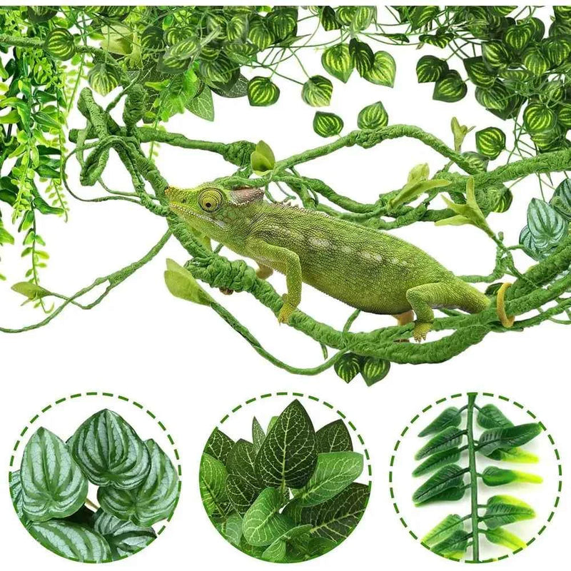 Bearded Dragon Habitat Accessories: Hanging Plants, Artificial Leaves, Hides for Leopard Geckos, Chameleons, and Snakes