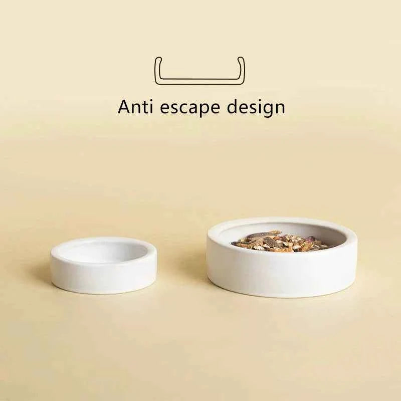Reptile Food Bowl Anti-Escape Ceramic Feeder Dish Black White Reptile Water Bowl For Hermit Crab Gecko Chameleon Corn Snake