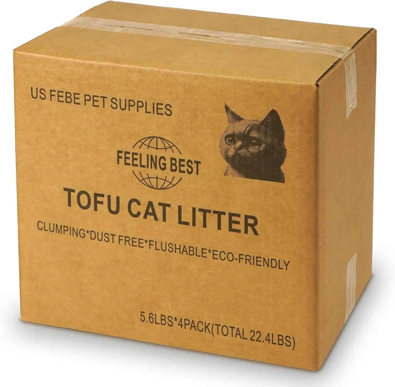 Natural Tofu Cat Litter 22.4LB Fast Clumping Dust-Free Flushable Ultra Absorbent Water Soluble